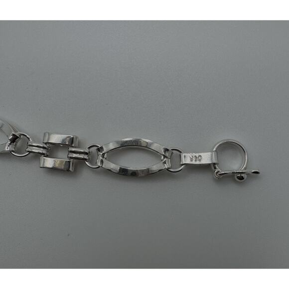 Designer Peruvian Sterling Silver 950 and 18K Gold Inlay Bracelet - 7.5” - Picture 5 of 6